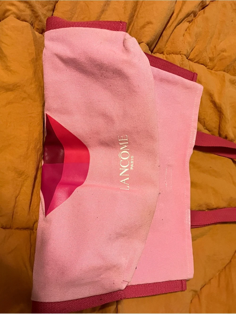 Vintage Lancôme Paris Pink “Go Ahead and” Lips Tote Bag | Large Cosmetic/Market